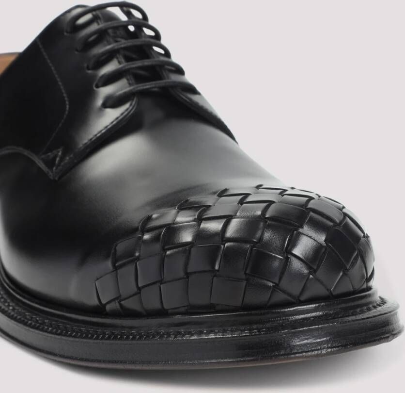 Bottega Veneta Zwarte leren veterschoenen