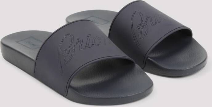 Brioni Midnight Blue Pool Slide Sandalen Blue Heren