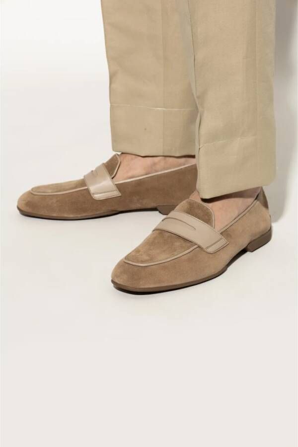 Brioni Suede Penny loafers Beige Heren