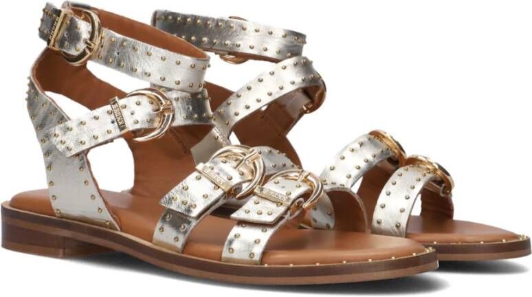 Bronx Gouden Metallic Sandalen met Studs Yellow Dames