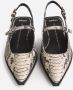 BRONX Laur-Ynn leren slingback loafers met slangenprint ecru zwart - Thumbnail 6