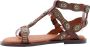 Bronx Bruine Leren Sandalen met Gouden Details Brown Dames - Thumbnail 13