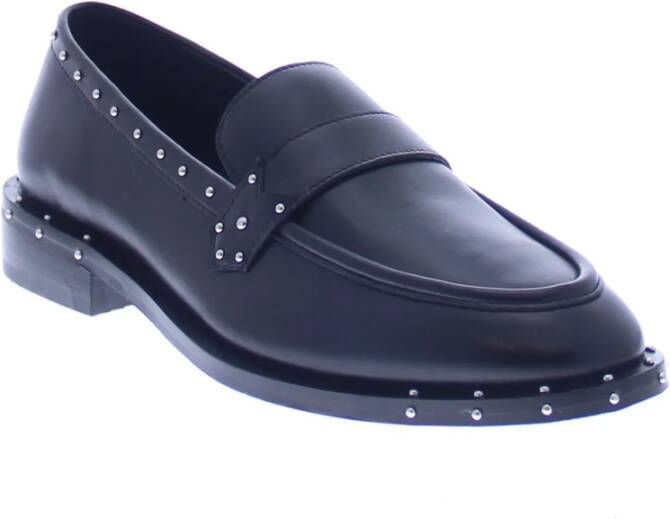 Bronx Stijlvolle zwarte loafer met zilveren studs Black Dames