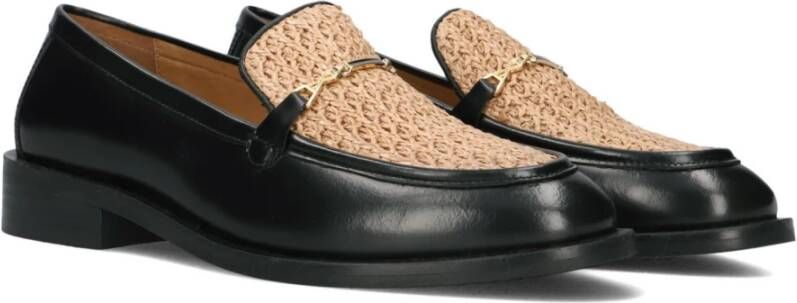 Bronx Zwarte Leren Loafers met Stijlvolle Details Black Dames