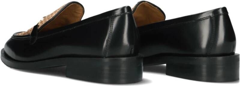 Bronx Zwarte Leren Loafers met Stijlvolle Details Black Dames