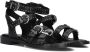 Bronx Zwarte Leren Sandalen met Gouden Studs Black Dames - Thumbnail 8