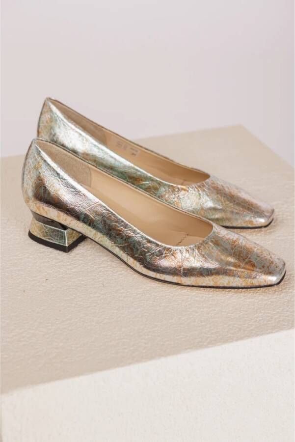 Brunate Goud Zilver Pump met 1 5 cm Hak Gray Dames