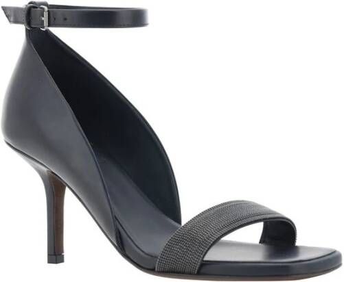 BRUNELLO CUCINELLI Almond Toe Leather Sandals Black Dames