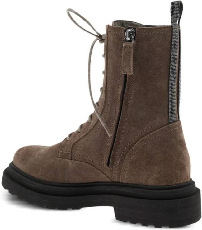 Brunello Cucinelli Suède Veterschoenen met Monile Detail