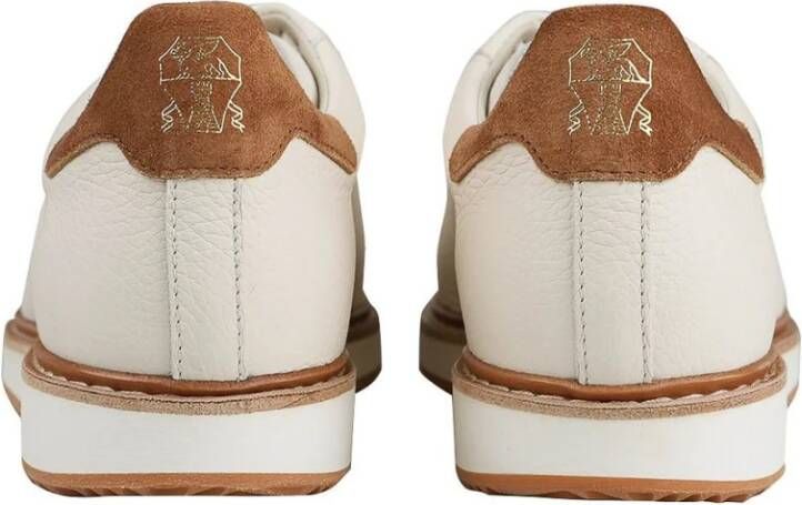 Brunello Cucinelli Beige Leren Sneaker met Suède Label