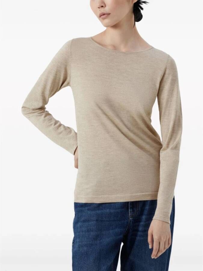 Brunello Cucinelli Beige Mélange Boothals Trui