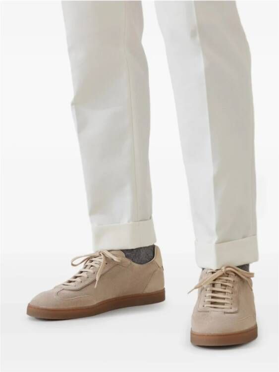 Brunello Cucinelli Beige Sneaker met Contrasterende Hiel