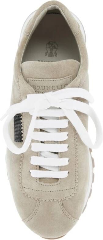 Brunello Cucinelli Beige Sneakers met Monil Detail