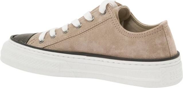 BRUNELLO CUCINELLI Lage suède sneakers met geborduurd Monile-detail Brown Dames - Foto 10