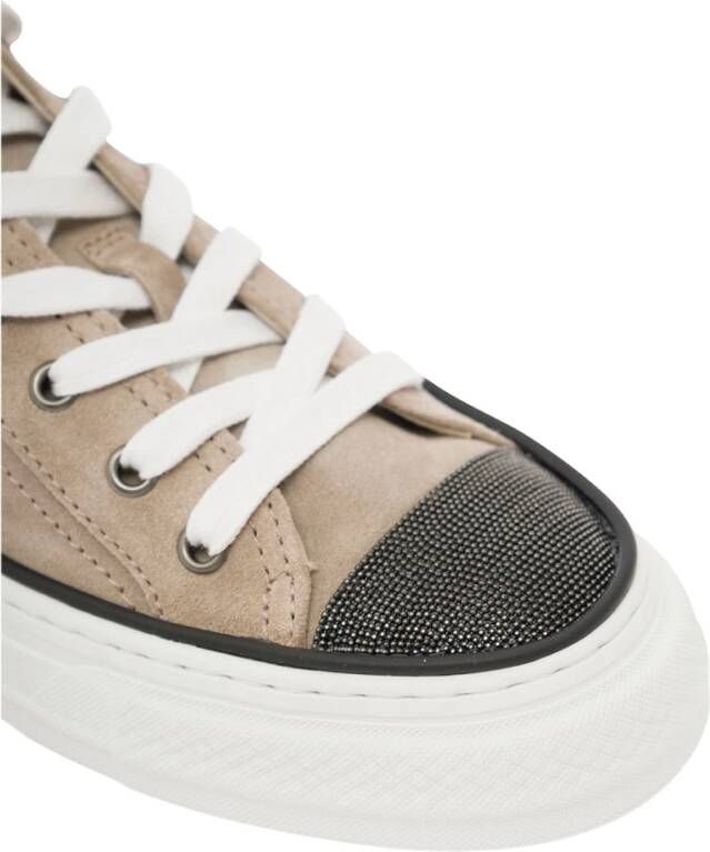 BRUNELLO CUCINELLI Lage suède sneakers met geborduurd Monile-detail Brown Dames - Foto 11