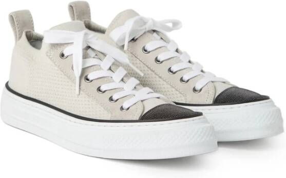 Brunello Cucinelli Beige Veterschoenen Platte Zool