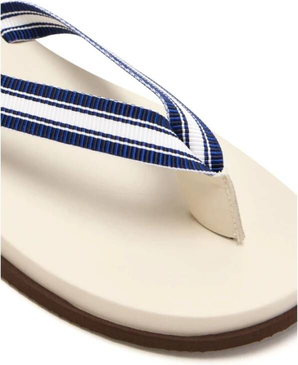 Brunello Cucinelli Blauwe Grosgrain Lint Trim Platte Schoenen