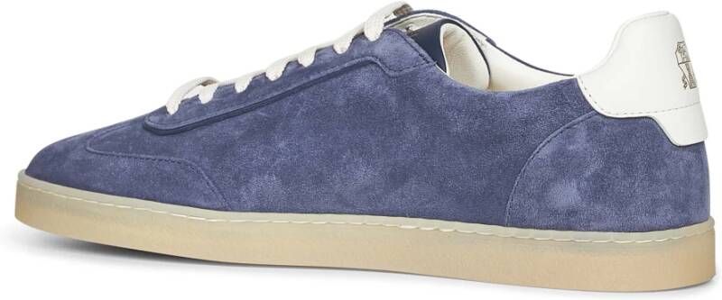 Brunello Cucinelli Blauwe Suède Veterschoenen