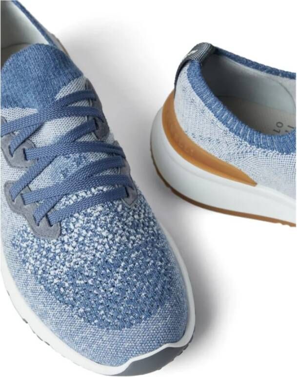 BRUNELLO CUCINELLI Blauwe Textiel Sneaker Blue Heren