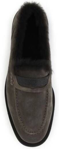 Brunello Cucinelli Harige loafers met shearling voering