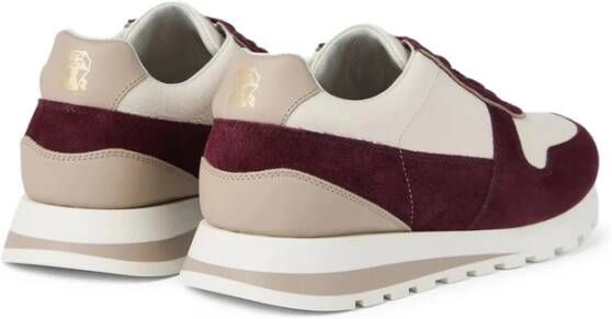 Brunello Cucinelli Bordeauxrode Suède Veterschoenen