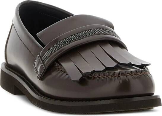 Brunello Cucinelli Bruin Leren Ketting Franje Schoenen