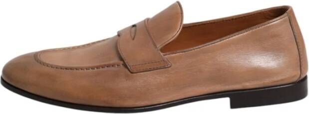 Brunello Cucinelli Bruin Leren Penny Loafers Formele Stijl