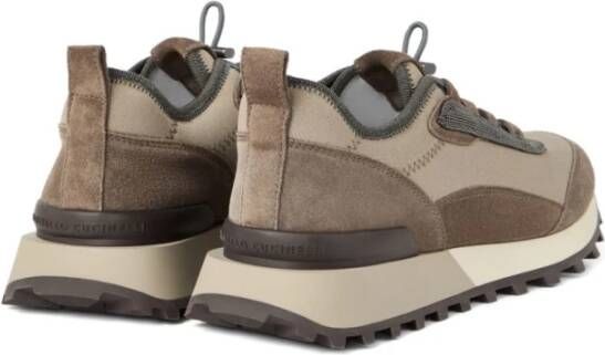 Brunello Cucinelli Bruin Zijde Nylon Sneakers
