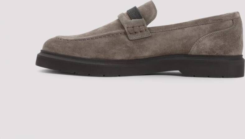 BRUNELLO CUCINELLI Bruine Enkellaarsjes met kraalversiering Brown Dames