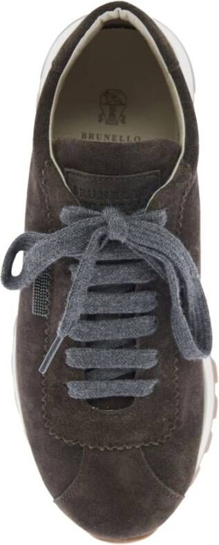 Brunello Cucinelli Bruine Lage Sneakers met Monil Detail