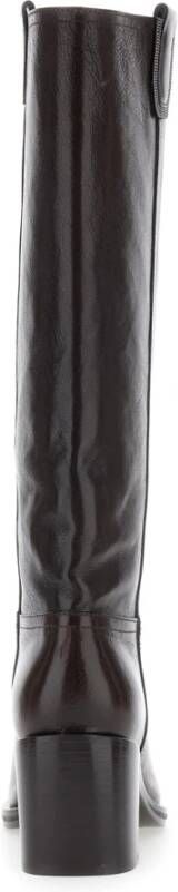 Brunello Cucinelli Bruine Leren Kniehoge Laarzen met Monil Detail