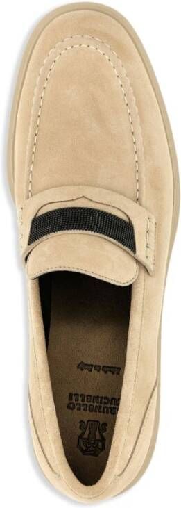 BRUNELLO CUCINELLI Beige Platte Schoenen met Penny Slot Beige Dames