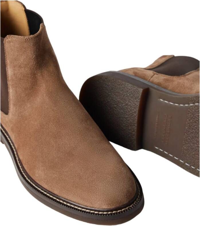 BRUNELLO CUCINELLI Bruine Platte Schoenen met Elastische Banden Bruin Heren