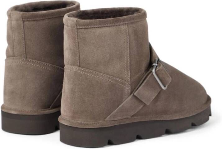 Brunello Cucinelli Bruine platte schoenen met gespsluiting