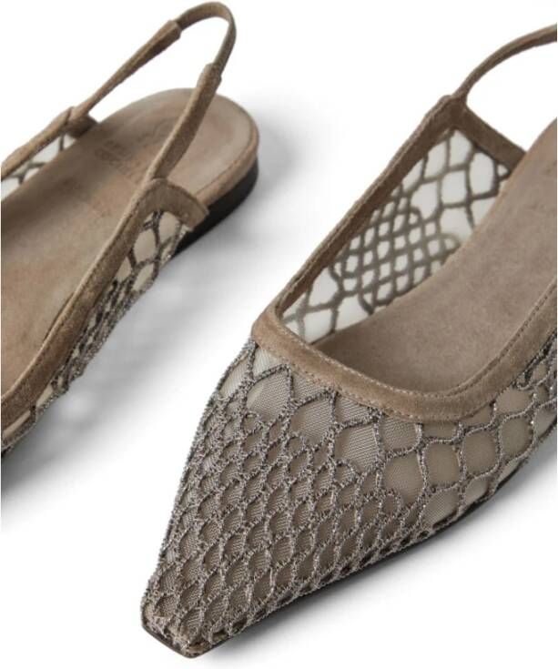 BRUNELLO CUCINELLI Bruine platte schoenen met haakdetail Brown Dames