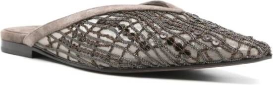 Brunello Cucinelli Bruine platte schoenen met mesh-panelen