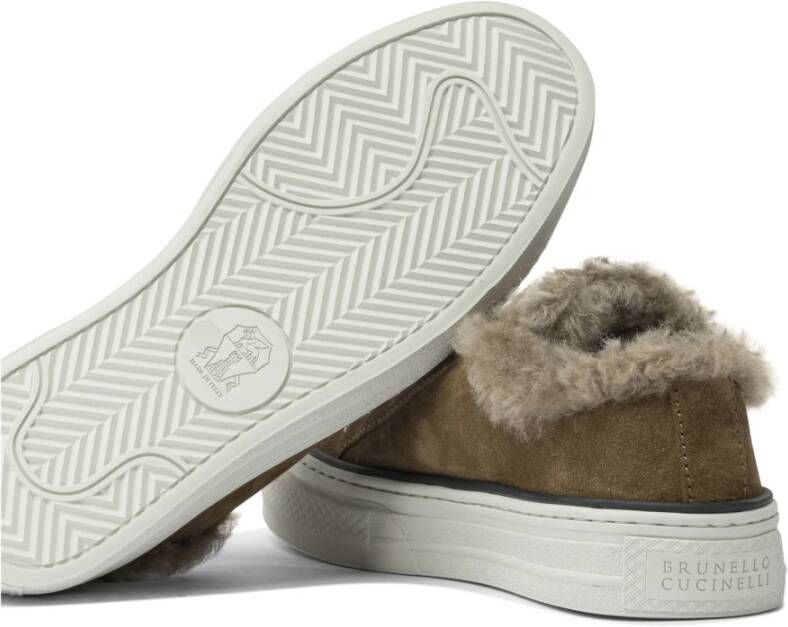 Brunello Cucinelli Bruine Sneakers met Bontvoering