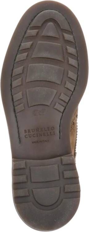 BRUNELLO CUCINELLI Bruine Suède Leren Laarzen voor Mannen Bruin Heren