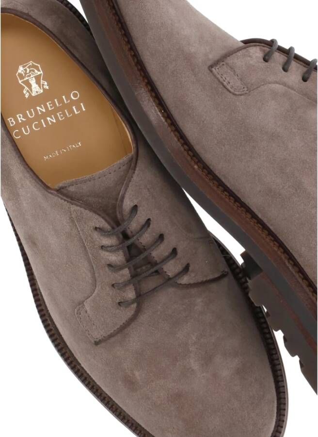 Brunello Cucinelli Bruine Suède Veterschoenen