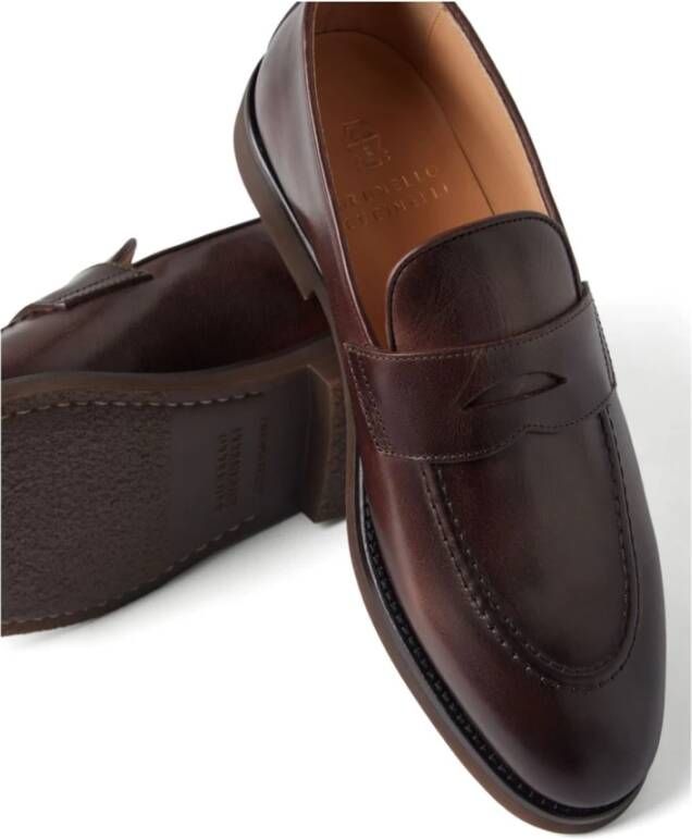 BRUNELLO CUCINELLI Bruine Leren Schoenen voor Mannen Brown Heren
