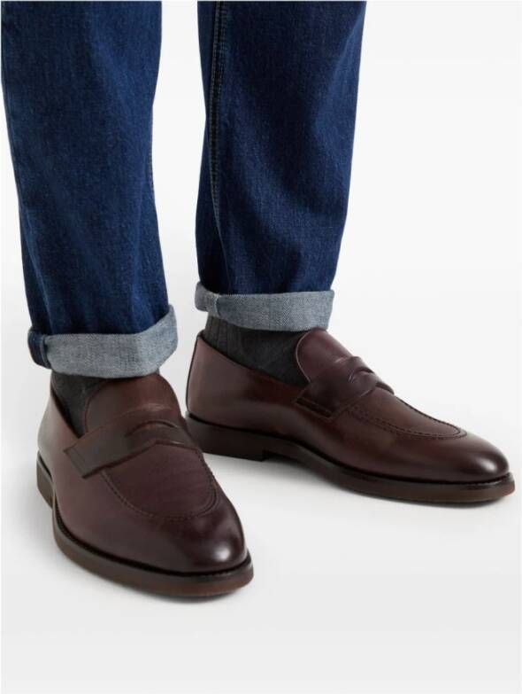 BRUNELLO CUCINELLI Bruine Leren Schoenen voor Mannen Brown Heren