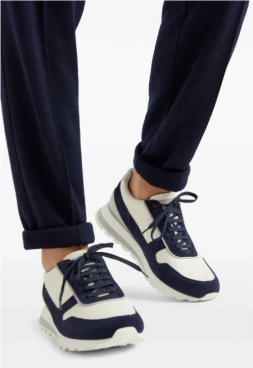 Brunello Cucinelli Donkerblauwe Panel Sneakers