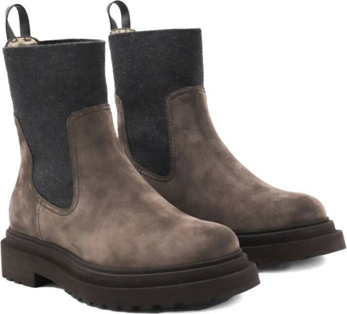 Brunello Cucinelli Elastische Zwarte Laarzen Rubberen Zool