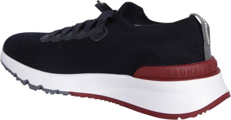 Brunello Cucinelli Gebreide Ronde Neus Veterschoenen Blauw