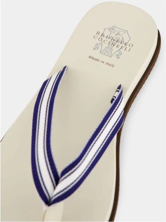 Brunello Cucinelli Gestreepte Navy Blauwe Zwembadsandalen