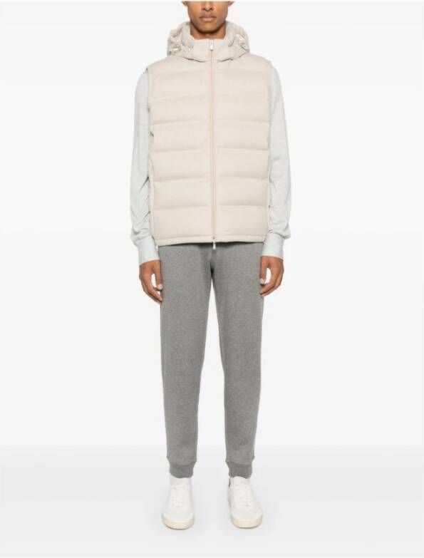 Brunello Cucinelli Grijze broek met boorden en trekkoord in de taille