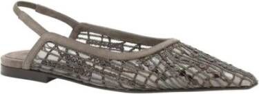 BRUNELLO CUCINELLI Grijze Geborduurde Slingback Ballerina's Gray Dames