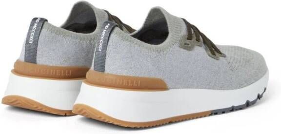 BRUNELLO CUCINELLI Grijze Katoenmix Sneaker Logo Print Gray Heren