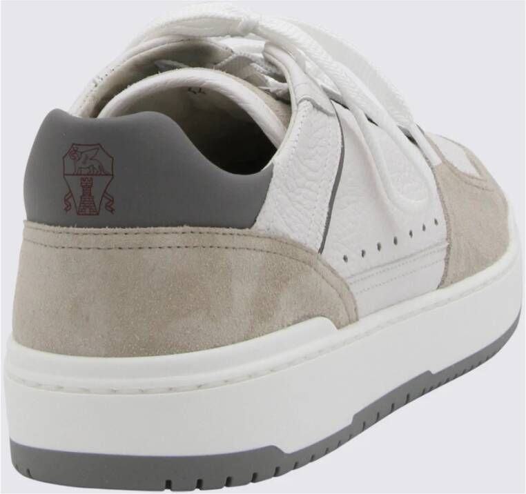 BRUNELLO CUCINELLI Grijze Leren Sneakers met Geperforeerde Details Gray Heren