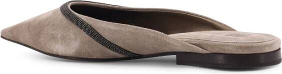 Brunello Cucinelli Grijze platte schoenen met antislipzool